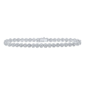 Bracelets | 10kt White Gold Womens Round Diamond Cluster Link Fashion Bracelet 3-1/5 Cttw | Splendid Jewellery GND