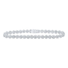 Load image into Gallery viewer, Sparkling Diamond Cluster Link Fashion Bracelet in 10kt White Gold - 4-3/8 Cttw Top view from the 10Kt White Gold Womens Round Diamond Cluster Link Fashion Bracelet 4 3 8 Cttwpin214900 collection by Splendid Jewellery