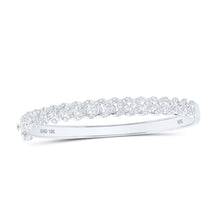 Load image into Gallery viewer, 10kt White Gold Diamond Cuban Link Cuff Bangle Bracelet - Exquisite Brilliance Top view from the 10Kt White Gold Womens Round Diamond Cuban Link Cuff Bangle Bracelet 1 5 8 Cttwpin216376 collection by Splendid Jewellery