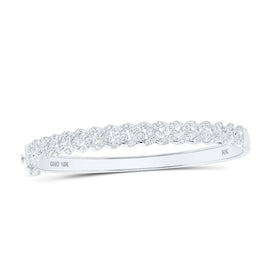 10kt White Gold Diamond Cuban Link Cuff Bangle Bracelet - Exquisite Brilliance Top view from the 10Kt White Gold Womens Round Diamond Cuban Link Cuff Bangle Bracelet 1 5 8 Cttwpin216376 collection by Splendid Jewellery