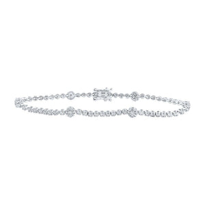 Bracelets | 10kt White Gold Womens Round Diamond Fashion Bracelet 1-3/8 Cttw | Splendid Jewellery GND