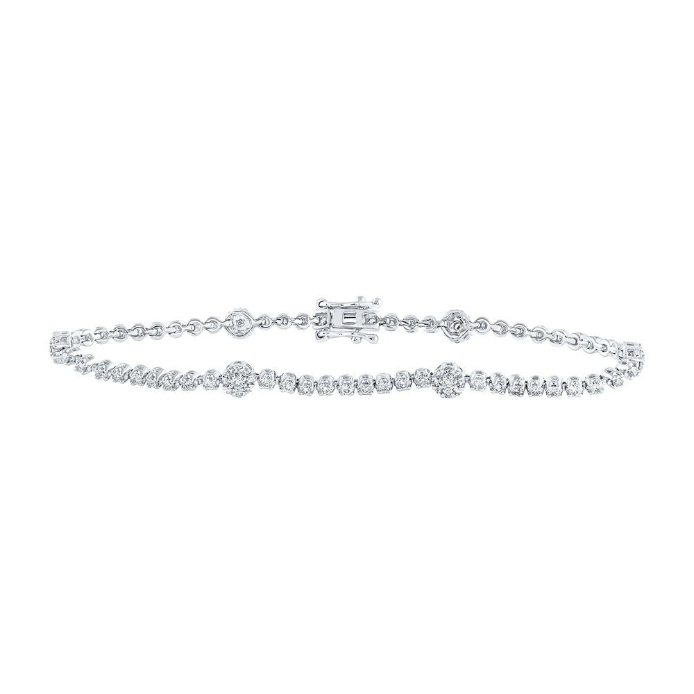 Bracelets | 10kt White Gold Womens Round Diamond Fashion Bracelet 1-3/8 Cttw | Splendid Jewellery GND