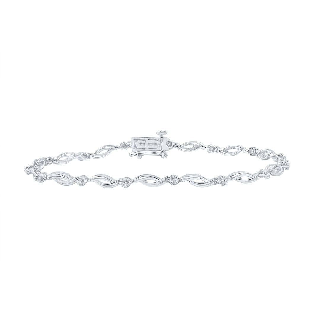 Bracelets | 10kt White Gold Womens Round Diamond Fashion Bracelet 1/4 Cttw | Splendid Jewellery - Splendid Jewellery