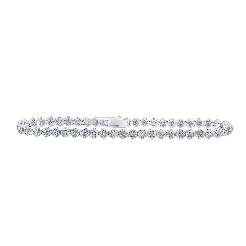 Bracelets | 10kt White Gold Womens Round Diamond Fashion Bracelet 2-1/5 Cttw | Splendid Jewellery GND