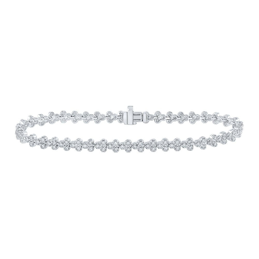 Bracelets | 10kt White Gold Womens Round Diamond Fashion Bracelet 2 Cttw | Splendid Jewellery GND