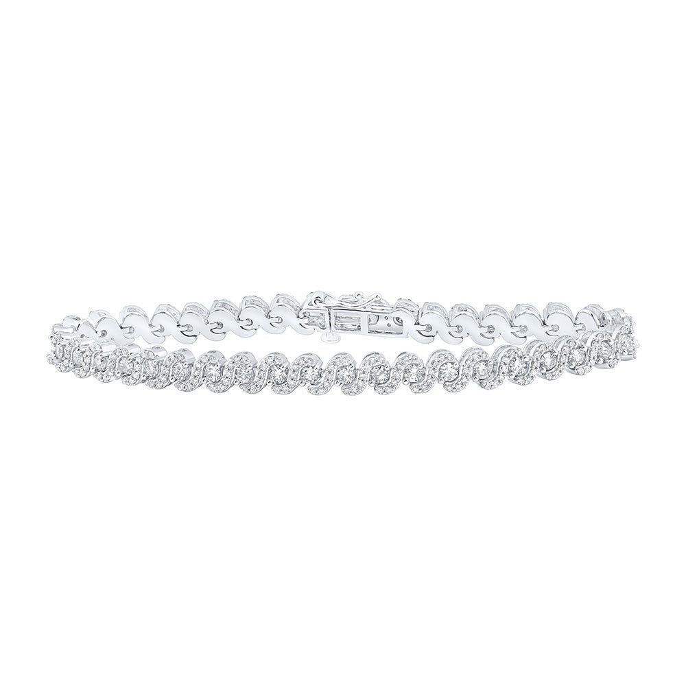 Bracelets | 10kt White Gold Womens Round Diamond Fashion Bracelet 3-1/3 Cttw | Splendid Jewellery GND