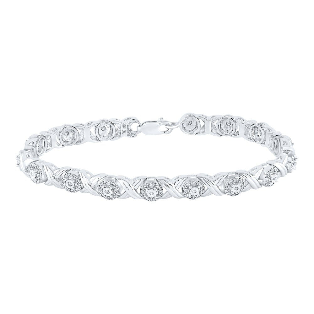 Bracelets | 10kt White Gold Womens Round Diamond Fashion Bracelet 5/8 Cttw | Splendid Jewellery GND