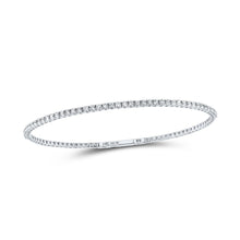 Load image into Gallery viewer, Sparkling White Gold Diamond Bangle Bracelet - 1-1/3 Cttw - Splendid Jewellery Top view from the 10Kt White Gold Womens Round Diamond Flexible Bangle Bracelet 1 1 3 Cttwpin219245 collection by Splendid Jewellery