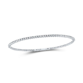 Sparkling White Gold Diamond Bangle Bracelet - 1-1/3 Cttw - Splendid Jewellery Top view from the 10Kt White Gold Womens Round Diamond Flexible Bangle Bracelet 1 1 3 Cttwpin219245 collection by Splendid Jewellery