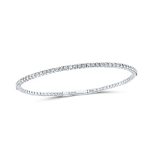 Load image into Gallery viewer, 10kt White Gold Sparkling Diamond Bangle Bracelet - Elegant Flexi-Row Design, 1-1/4 Cttw Top view from the 10Kt White Gold Womens Round Diamond Flexible Single Row Bangle Bracelet 1 1 4 Cttwpin219240 collection by Splendid Jewellery