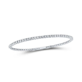 Sparkling Diamond Flex Bangle Bracelet in 10kt White Gold - 1 Cttw Top view from the 10Kt White Gold Womens Round Diamond Flexible Single Row Bangle Bracelet 1 Cttwpin219253 collection by Splendid Jewellery