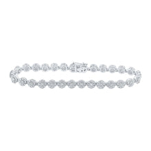 Load image into Gallery viewer, 10kt White Gold Diamond Flower Cluster Link Bracelet - 3-7/8 Cttw Top view from the 10Kt White Gold Womens Round Diamond Flower Cluster Link Bracelet 3 7 8 Cttwpin214397 collection by Splendid Jewellery