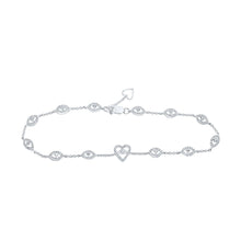 Load image into Gallery viewer, 10kt White Gold Heart Diamond Bracelet - Stunning Elegance Top view from the 10Kt White Gold Womens Round Diamond Heart Bracelet 1 2 Cttwpin219539 collection by Splendid Jewellery