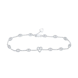 10kt White Gold Heart Diamond Bracelet - Stunning Elegance Top view from the 10Kt White Gold Womens Round Diamond Heart Bracelet 1 2 Cttwpin219539 collection by Splendid Jewellery