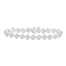 Load image into Gallery viewer, 10kt White Gold Heart Diamond Bracelet - 1/2 Cttw | Splendid Jewellery Top view from the 10Kt White Gold Womens Round Diamond Heart Bracelet 1 2 Cttwpin230459 collection by Splendid Jewellery