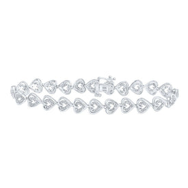 10kt White Gold Heart Diamond Bracelet - 1/2 Cttw | Splendid Jewellery Top view from the 10Kt White Gold Womens Round Diamond Heart Bracelet 1 2 Cttwpin230459 collection by Splendid Jewellery
