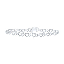 Load image into Gallery viewer, 10kt White Gold Heart Diamond Bracelet - 1/4 Carat Total Weight - Splendid Jewellery Top view from the 10Kt White Gold Womens Round Diamond Heart Bracelet 1 4 Cttwpin230440 collection by Splendid Jewellery