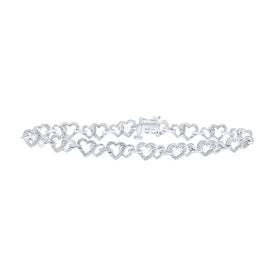10kt White Gold Heart Diamond Bracelet - 1/4 Carat Total Weight - Splendid Jewellery Top view from the 10Kt White Gold Womens Round Diamond Heart Bracelet 1 4 Cttwpin230440 collection by Splendid Jewellery