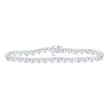 Load image into Gallery viewer, 10kt White Gold Heart Bracelet with Round Diamond Accents - 1/4 Carat Total Weight Top view from the 10Kt White Gold Womens Round Diamond Heart Bracelet 1 4 Cttwpin230447 collection by Splendid Jewellery