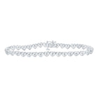 10kt White Gold Heart Bracelet with Round Diamond Accents - 1/4 Carat Total Weight Top view from the 10Kt White Gold Womens Round Diamond Heart Bracelet 1 4 Cttwpin230447 collection by Splendid Jewellery