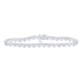 10kt White Gold Heart Bracelet with Round Diamond Accents - 1/4 Carat Total Weight Top view from the 10Kt White Gold Womens Round Diamond Heart Bracelet 1 4 Cttwpin230447 collection by Splendid Jewellery