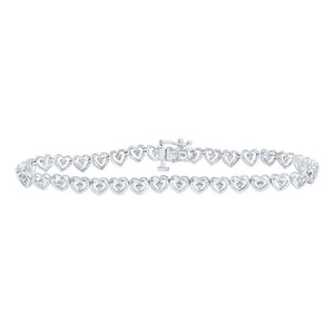 Bracelets | 10kt White Gold Womens Round Diamond Heart Bracelet 1/4 Cttw | Splendid Jewellery GND