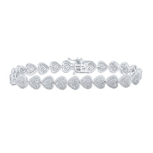 Load image into Gallery viewer, Sparkling Heart Diamond Bracelet in 10kt White Gold - 2-5/8 Cttw Top view from the 10Kt White Gold Womens Round Diamond Heart Bracelet 2 5 8 Cttwpin216445 collection by Splendid Jewellery