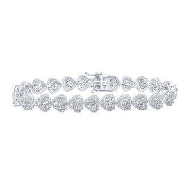 Sparkling Heart Diamond Bracelet in 10kt White Gold - 2-5/8 Cttw Top view from the 10Kt White Gold Womens Round Diamond Heart Bracelet 2 5 8 Cttwpin216445 collection by Splendid Jewellery