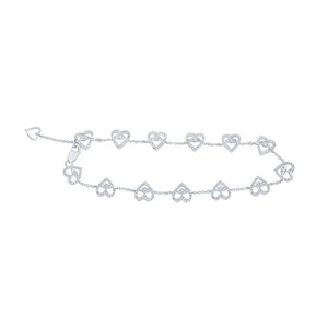 Bracelets | 10kt White Gold Womens Round Diamond Heart Bracelet 3/4 Cttw | Splendid Jewellery GND