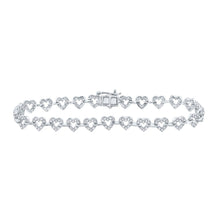 Load image into Gallery viewer, Sparkling Love: 10kt White Gold Diamond Heart Fashion Bracelet Top view from the 10Kt White Gold Womens Round Diamond Heart Fashion Bracelet 1 3 8 Cttwpin286589 collection by Splendid Jewellery
