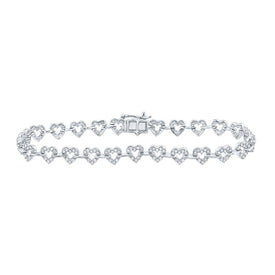 Sparkling Love: 10kt White Gold Diamond Heart Fashion Bracelet Top view from the 10Kt White Gold Womens Round Diamond Heart Fashion Bracelet 1 3 8 Cttwpin286589 collection by Splendid Jewellery