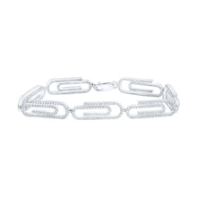 Load image into Gallery viewer, Sparkling Diamond Paper Clip Bracelet in 10kt White Gold - 3-1/3 Cttw Top view from the 10Kt White Gold Womens Round Diamond Paper Clip Bracelet 3 1 3 Cttwpin212553 collection by Splendid Jewellery