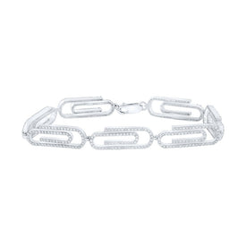 Sparkling Diamond Paper Clip Bracelet in 10kt White Gold - 3-1/3 Cttw Top view from the 10Kt White Gold Womens Round Diamond Paper Clip Bracelet 3 1 3 Cttwpin212553 collection by Splendid Jewellery