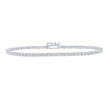 Load image into Gallery viewer, Elegant 10kt White Gold Diamond Tennis Bracelet - 2 Carat Total Weight Top view from the 10Kt White Gold Womens Round Diamond Single Row Tennis Bracelet 2 Cttwpin286233 collection by Splendid Jewellery