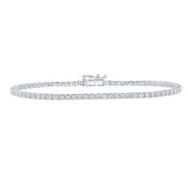 Elegant 10kt White Gold Diamond Tennis Bracelet - 2 Carat Total Weight Top view from the 10Kt White Gold Womens Round Diamond Single Row Tennis Bracelet 2 Cttwpin286233 collection by Splendid Jewellery