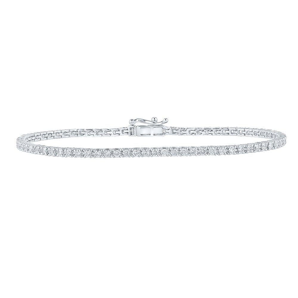 Bracelets | 10kt White Gold Womens Round Diamond Single Row Tennis Bracelet 2 Cttw | Splendid Jewellery GND