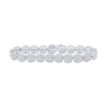Load image into Gallery viewer, Dazzling 10kt White Gold Diamond Square Link Bracelet - 2-3/8 Cttw Top view from the 10Kt White Gold Womens Round Diamond Square Link Bracelet 2 3 8 Cttwpin230701 collection by Splendid Jewellery