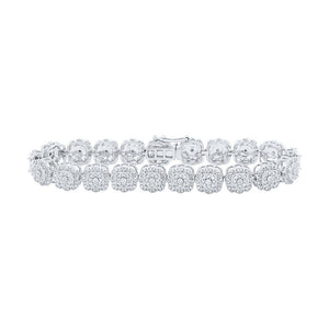 Bracelets | 10kt White Gold Womens Round Diamond Square Link Bracelet 2-3/8 Cttw | Splendid Jewellery GND