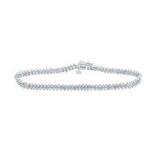 Load image into Gallery viewer, Radiant Elegance: 10kt White Gold Womens Round Diamond Tennis Bracelet 1-1/2 Cttw Top view from the 10Kt White Gold Womens Round Diamond Tennis Bracelet 1 1 2 Cttwpin286618 collection by Splendid Jewellery