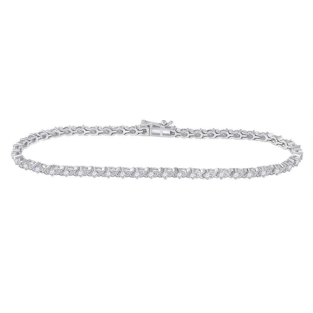 Bracelets | 10kt White Gold Womens Round Diamond Tennis Bracelet 1 Cttw | Splendid Jewellery GND