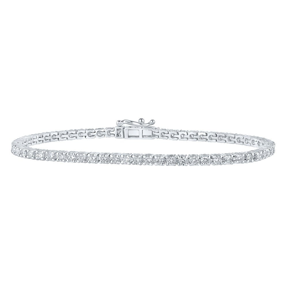 Bracelets | 10kt White Gold Womens Round Diamond Tennis Bracelet 3 Cttw | Splendid Jewellery GND