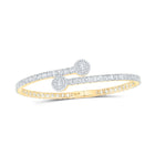 Radiant Baguette Diamond Circle Cuff Bangle Bracelet in 10kt Yellow Gold - 2-3/4 Cttw product  Top View from Splendid Jewellery