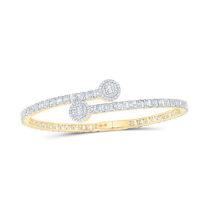 Bracelets | 10kt Yellow Gold Womens Baguette Diamond Circle Cuff Bangle Bracelet 2-3/4 Cttw | Splendid Jewellery GND