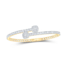 Load image into Gallery viewer, 10kt Yellow Gold Baguette Diamond Cushion Square Cuff Bangle Bracelet - Dazzling Elegance product  Top View from Splendid Jewellery