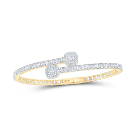 10kt Yellow Gold Baguette Diamond Cushion Square Cuff Bangle Bracelet - Dazzling Elegance product  Top View from Splendid Jewellery