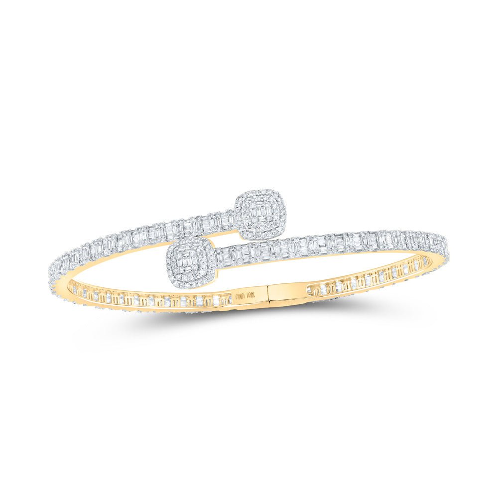 Bracelets | 10kt Yellow Gold Womens Baguette Diamond Cushion Square Cuff Bangle Bracelet 2-5/8 Cttw | Splendid Jewellery GND