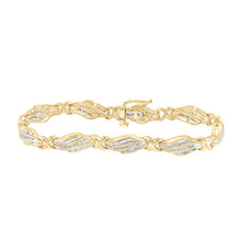 Load image into Gallery viewer, Dazzling 10kt Yellow Gold Baguette Diamond Fashion Bracelet - 1 Cttw product  Top View from Splendid Jewellery