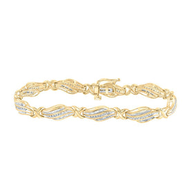 Dazzling 10kt Yellow Gold Baguette Diamond Fashion Bracelet - 1 Cttw product  Top View from Splendid Jewellery