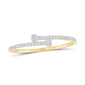 10kt Golden Heartbeat Diamond Cuff Bangle Bracelet - 1.5 Cttw product  Top View from Splendid Jewellery