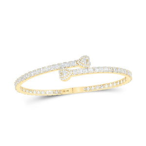 Bracelets | 10kt Yellow Gold Womens Baguette Diamond Heart Cuff Bangle Bracelet 2-5/8 Cttw | Splendid Jewellery GND
